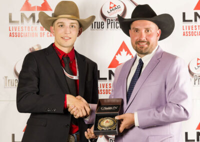 2025 Most Improved Auctioneer was awarded to Kody Lakevold from the Provost Livestock Exchange. The award was sponsored and presented by Jack Auction Group owner Brennin Jack.