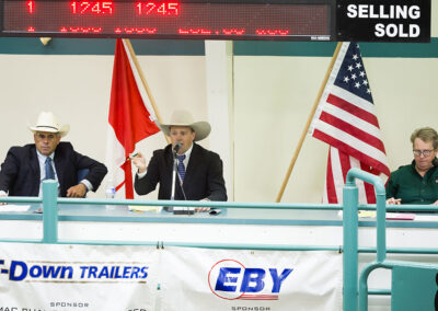 Casey Lawes participating in the 2025 Canadian Livestock Auctioneering Championship