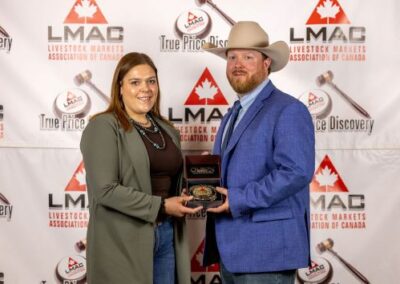 Christian Von Platen from the VJV Livestock Marketing Group in Ponoka was awarded Top LMAC Rookie, sponsored by Boehringer Ingelheim. Brie Bently from Boehringer Ingelheim presented the award.